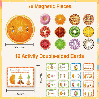 PraxiKidy Magnetic Fraction Tiles & Circles, Bars,Math Manipulatives 2nd, 3rd, 4th, 5th Grade,Fraction Manipulatives for Kids Teachers Demonstration Teaching Homeschool Supplies Classroom Whiteboard