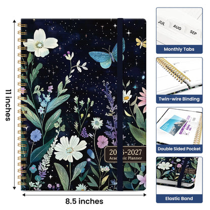 Planner 2026-2027, Academic Year Monthly and Weekly Calendar Planner, Jul 2026 - Jun 2027, Hardcover Teacher Student Planning Agenda book with Tabs, Perfect for School Office Supplies, 8.5" x 11" - Celestial