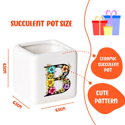 BJDAMAI Succulent Planter Flower Plant Pot Small, Girls Stuff Decor Item Accessories Things Merchandise Gift Essentials Aesthetic (Letter B)