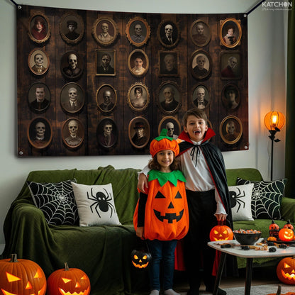 KatchOn, Happy Halloween Party Decoration Set - Pack of 17 | Garlands & Wall Portrait Banner | XtraLarge 72x44 Inch- halloween Banner | Wall Backdrop,Hanging Swirl For Halloween Decorations