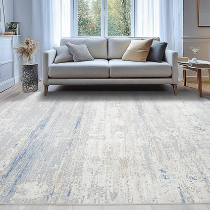 Lbris Washable Rugs 8x10 Area Rugs for Living Room- Modern Abstract Rugs for Bedroom,Dining Room, Large Soft Low Pile Carpet with Non Slip Rubber Backing,Neutral Accent Rug for Nursery Home Office