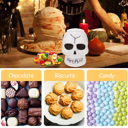 STOBAZA Halloween Candy Bucket for Kids Halloween Skull Bowl with Handle, Treat or Trick Sweets Snack Bucket