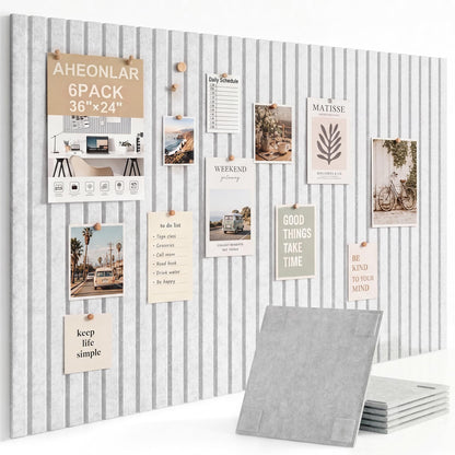 AHEONLAR Felt Bulletin Board 36"x 24", Cork Boards for Walls, 6 Pack Bulletin Board Large Cork Board for Office, Felt Boards with 40 Safe Removable Adhesive Tabs Wall Decor for Home(Light Gray)