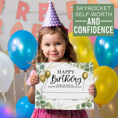 Happy Birthday Certificates for Students - 25 Student Birthday Certificates for Kids Classroom Must Haves, Teacher Supplies for Classroom Elementary, Greenery Teacher Essentials