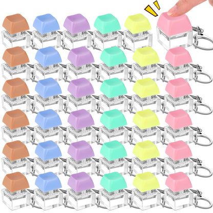 Seeloowy 36 Pcs Keyboard Fidget Clicker Keyboard Keychain Decompression Relief Toys Button Stress Relief Gifts for Adults Pass the Time Office Party Favors (Classic Color)
