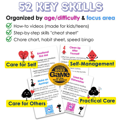 Mind Brain Emotion 52 Essential Life Skills: No-Excuses Game to Teach Kids, Teens & Adults How to Care for Self & Chores, Practical Solution for Responsible Boys, Confident Girls, Happy Family