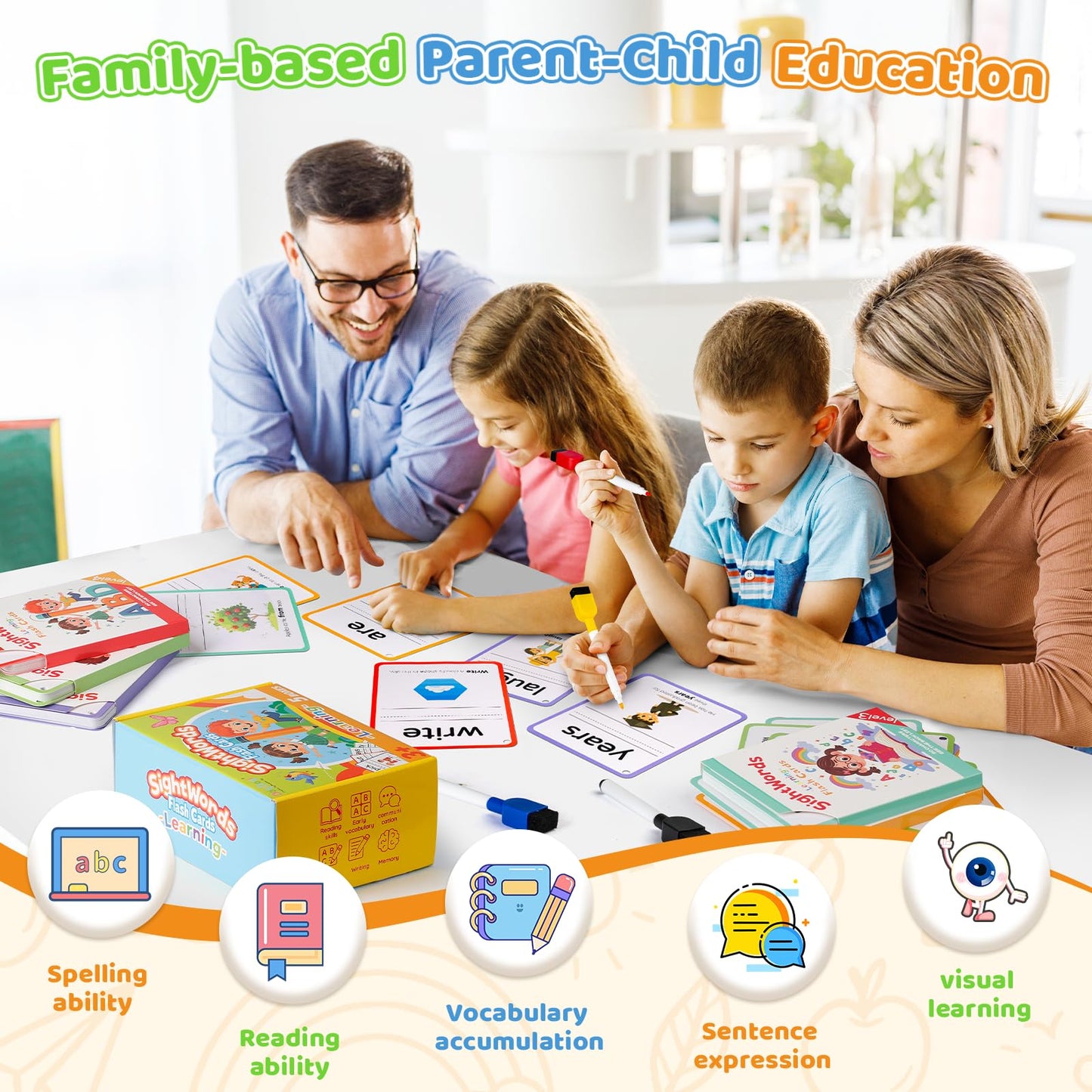 DEGIDEGI Big Size Sight Words Flash Cards Kindergarten, 250 Dolch Sight Words Game with 5 Levels, Preschool Toddler Flash Card for Writing Reading Spelling Game, Educational Learning Toy for Kid Age 3