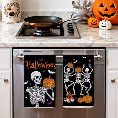 Hexagram Halloween Kitchen Towels, Skeleton Decor, Halloween Hand Towels