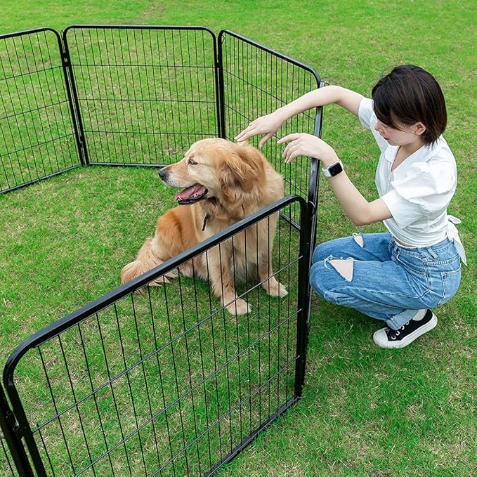 BestPet | Dog Playpen | 40 Inch, 24 Panels | Heavy Duty Metal Pet Exercise Pen | Indoor Outdoor Fence Panels | Rust-Resistant, Removable, Tool-Free Setup | Anti-Skid, Expandable Design