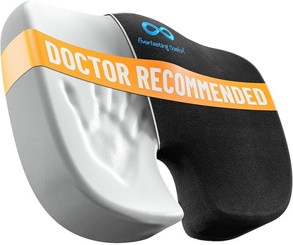 Everlasting Comfort Doctor Recommended Memory Foam Seat Cushion for Office Chairs & Car - Ergonomic Office Desk Accessories - Cushions for Tailbone Pain Relief, Sciatica (Black Upgraded, Large)