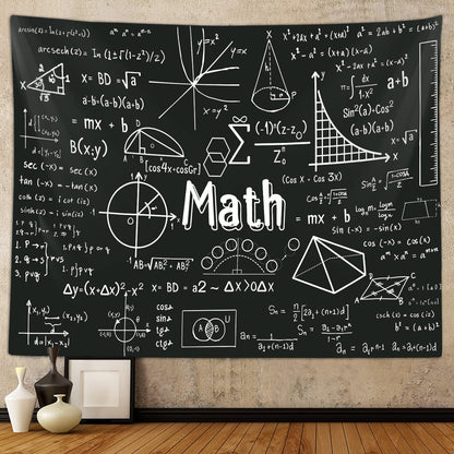 Math Classroom Tapestry, Equations Art Window Tapestries Wall Hanging for Bedroom College Dorm Mathematics Room High School Teacher Office Decor 60X40" Education Poster
