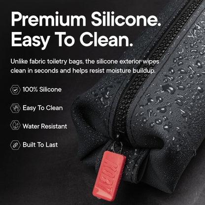 TOOLETRIES The Koby Dopp Kit, Premium Silicone Toiletry Bag for Men, Compact Leak-Resistant Travel Organizer with Heavy-Duty Zipper, Easy-to-Clean Grooming Bag – Mini 8.5" x 2.75" x 2", Charcoal
