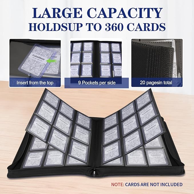 Toploader Binder – 360 Capacity, Zippered Trading Card Holder for MTG, Sports & Collectible Cards – Acid-Free, Durable & Travel-Friendly Storage (Red dots, Toploader Binder)