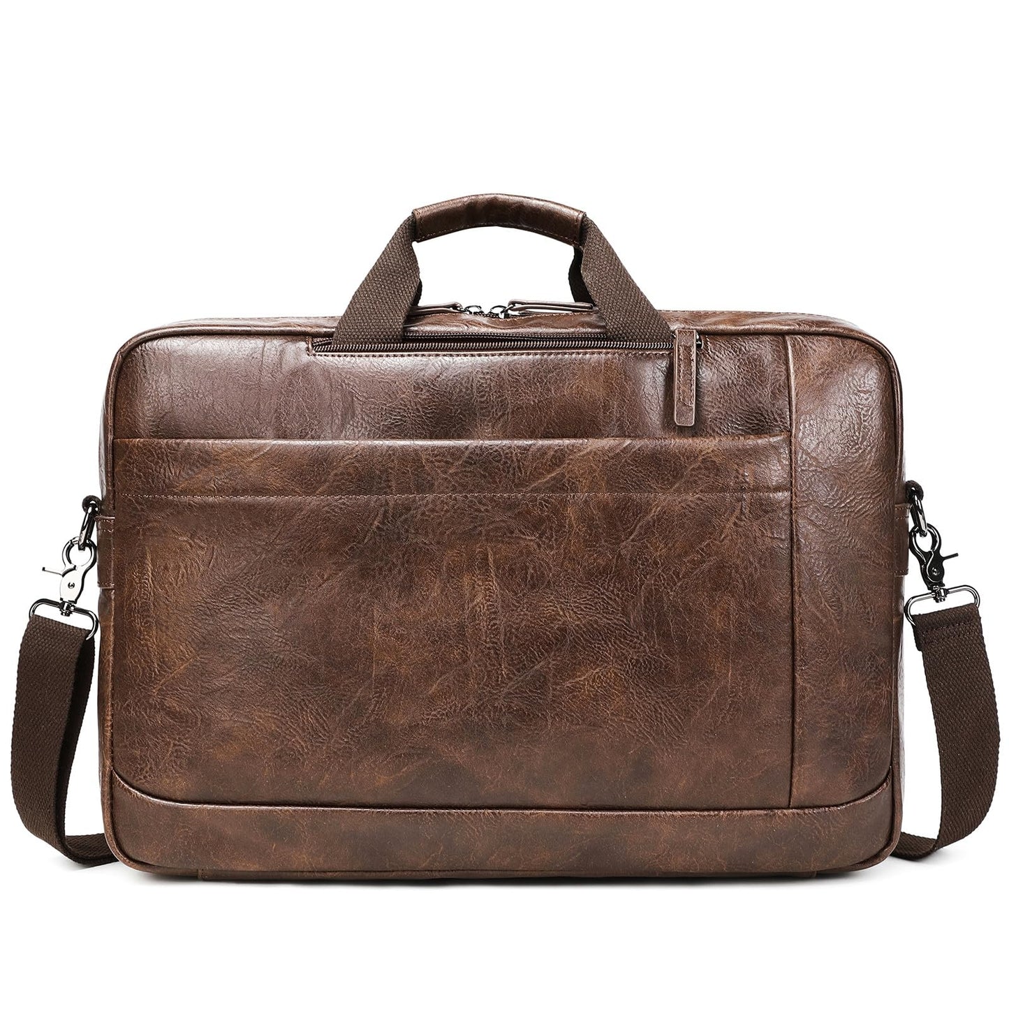 Faux Leather Messenger Bag for Men 17-17.3 Inch: Convertible 3 in 1 Backpack Laptop Bag Briefcase Computer Handbags Shoulder Crossbody Bag with Padded Laptop Sleeve for Work College Travel, PU Coffee