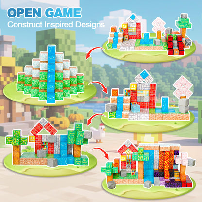 HitToys 200PCS Magnetic Blocks Building Blocks for Kids, Magnetic Tiles Build World Set, Magnetic Cubes Toys Games Christmas Birthday Gifts for Boys Girls Ages 4 5 6 7 8 10