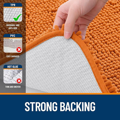 OLANLY Bathroom Rugs 34x21, Extra Soft Absorbent Chenille Bath Rugs, Rubber Backing Quick Dry, Machine Washable Bath Mats for Bathroom Floor, Tub and Shower, Home Decor Accessories, Clay