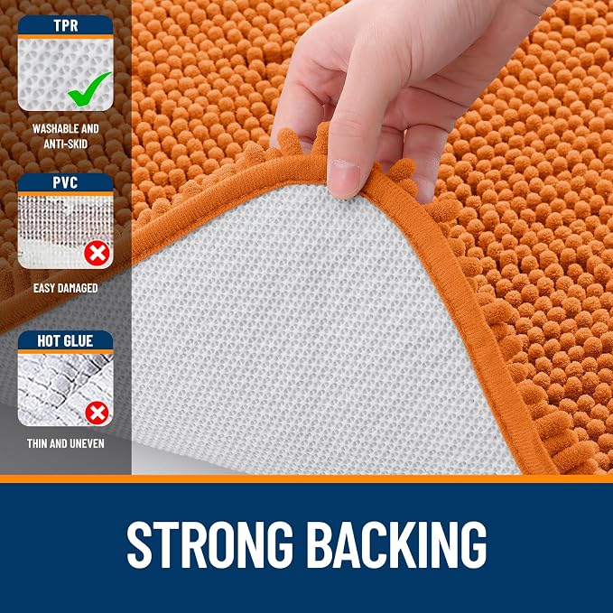 OLANLY Large Bathroom Rugs 50x30, Extra Soft Absorbent Chenille Bath Rugs, Rubber Backing Quick Dry, Machine Washable Bath Mats for Bathroom Floor, Tub and Shower, Home Decor Accessories, Clay
