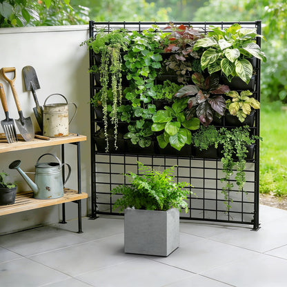 Kante 10 Inch Square Concrete Planter for Outdoor Indoor Home Patio Garden, Large Plant Pot with Drainage Hole and Rubber Plug, Natural Concrete