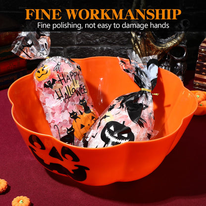 Amosfun Halloween Fruit Salad Bowl Orange Pumpkin Candy Tray Multipurpose Large Capacity Party Snack Holder 11.6 X 11.6 X 4.5 Inch