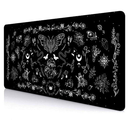 SXCKANG Goth Desk Mat, Black Occult Large Gaming Mouse Pad, Halloween Witchy Celestial Mushroom XXL Mousepad, Office Desk Decor Accessories Gifts