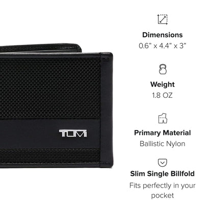 TUMI - Alpha Slim Single Billfold - Men's Ballistic Nylon Wallet - Hidden Card Pocket - Black