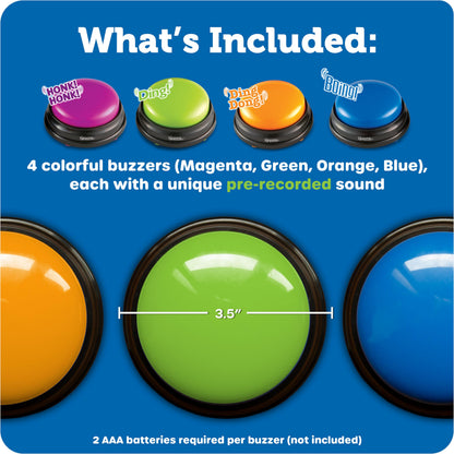 Learning Resources Answer Buzzers - Classroom Must Haves Supplies, Kids Toys, Sound Effect Button, Family Game Shows, Buzzers for Trivia, Participation Tools Boys and Girls Birthday Gifts