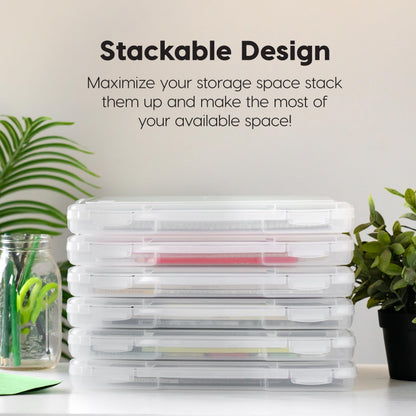 IRIS USA Board Game Storage Containers, 10-Pack |Made in USA| Organizers with Built-In Handle & Snap-Tight Lid for Puzzles, Scrapbook, and Fits 8.5" x 11" or A4 Papers, Slim - Clear