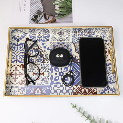 Spsyrine Bathroom Vanity Tray with Handles for Dresser Tops, Countertop, Perfume Decorative Tray, 11.8” * 7.87” *1.37” C1