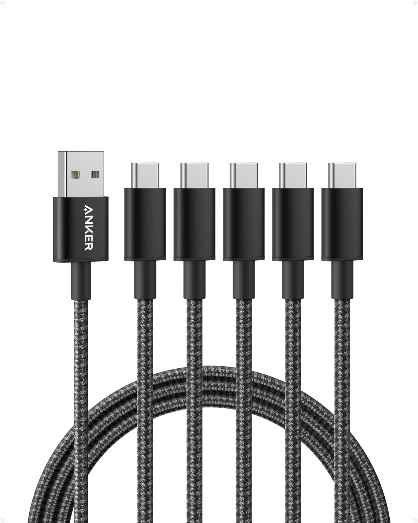 Anker Cable,[2-Pack,6 ft] Premium Nylon USB-A to USB-C Fast Charging Type C Cable,for iPhone 17 Series,Galaxy S10/Note 8,LG V20 and Other USB C Charger