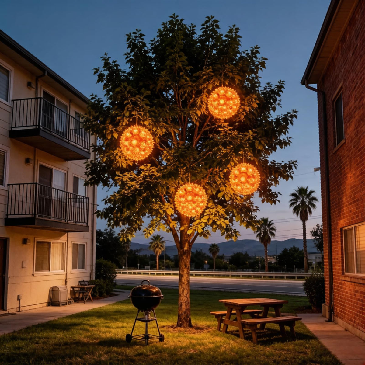 JinBest 6“ Orange Starlight Sphere Lights, Commercial Grade LED Sphere Light, for Indoor Outdoor Halloween Party.