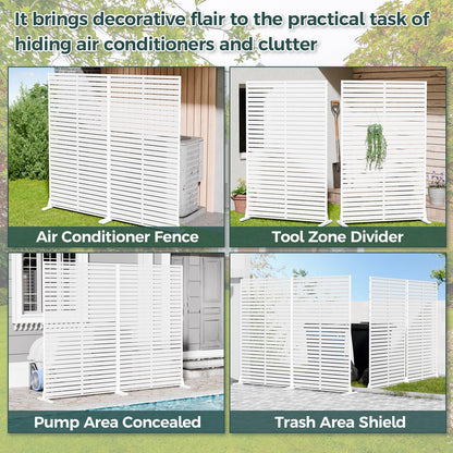 Trygoal Privacy Screen Outdoor 72" Freestanding Privacy Panel with Stand, HDPE Decorative Privacy Fence with Louver Pattern, Patio Divider Screen, Privacy Screens for Outside, Balcony, White