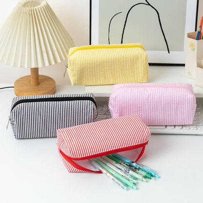 OZAOZ Cute Pencil Case Capacity Pencil Pouch Aesthetic Pen Bag Office Stationery Organizer Simple Sturdy Multifunctional Cosmetic Pouch (black)