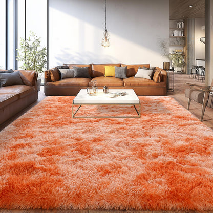 Upgrade Non-Slip Plush Rugs for Living Room, Soft Shaggy Carpets for Living Room, Fuzzy Rugs for Kids' Room, Perfect Decor for Modern Home Tie Dye Orange 5x7Feet