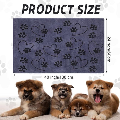 Fanfanwin 4 Pcs Dog Bath Towels Microfiber Drying Dog Towel Absorbent Pet Heart Paw Towels for Medium Dogs Puppy Cats Pets Shower(Gray)