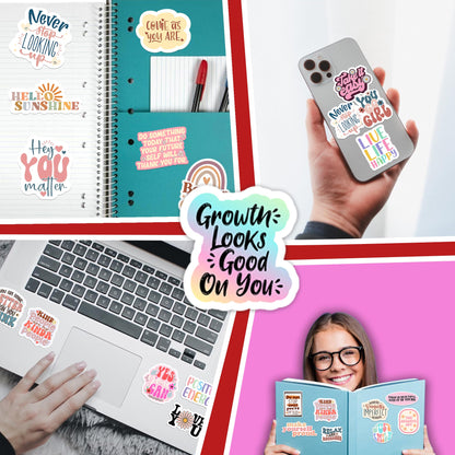 300PCS Motivational & Affirmation Stickers by Puraesla – Holographic Pack for Vision Board, Inspirational Decals for Water Bottles, Laptops, Planners, Journals, Scrapbooks & Teachers