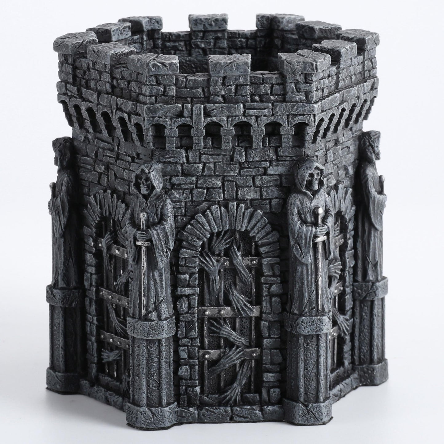 Veronese Design 4 7/8 Inch Wardens of the Damned Pen Holder Resin Desktop Organizer Skeleton Reaper Home Decor Sculpture