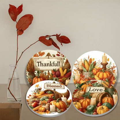 Fall Harvest Art Electric Stove Burner Covers,4 Pcs Autumn Pumkin Stove Burner Covers,Inspirational Quotes Stove Burner Cover,8 Inch and 10 Inch,Halloween,Thankgiving Metal Cooktop kitchen Decorative