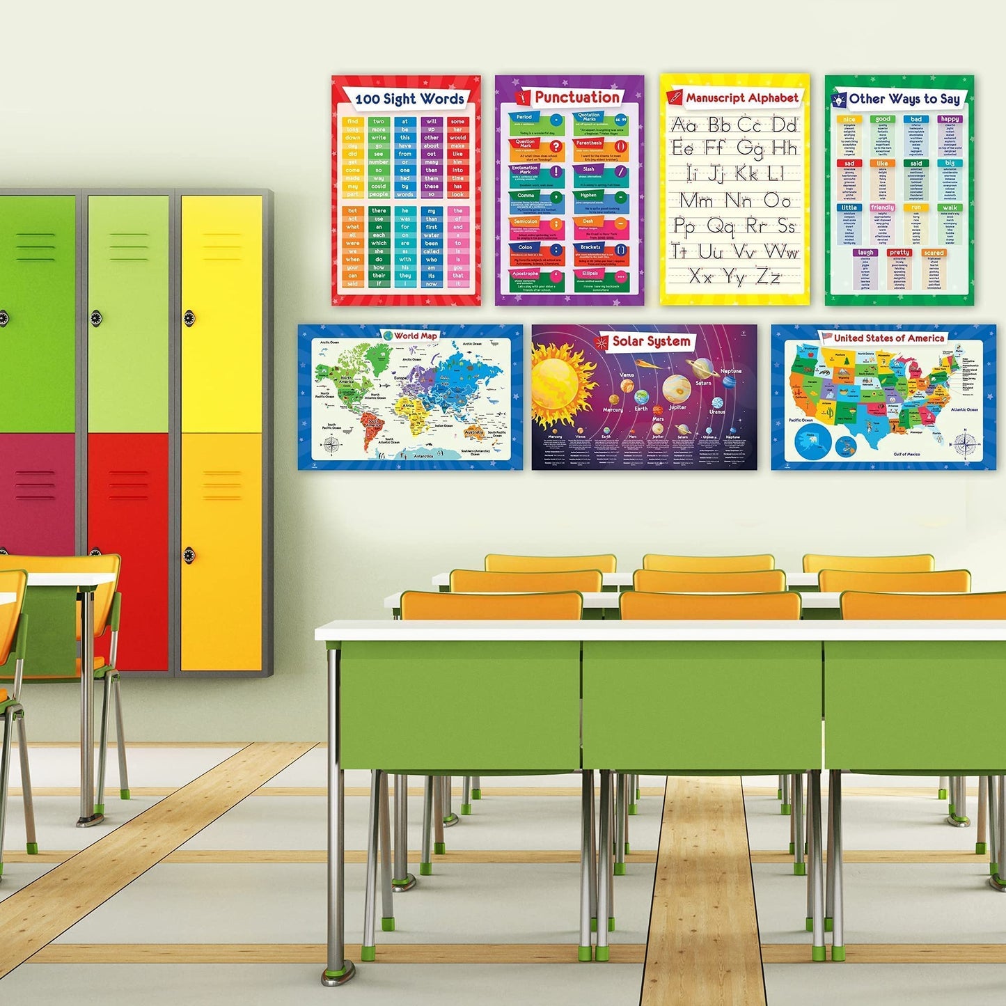 Simply magic 26 Educational Posters for Kids & 131 PCS Magnetic Base Ten Blocks