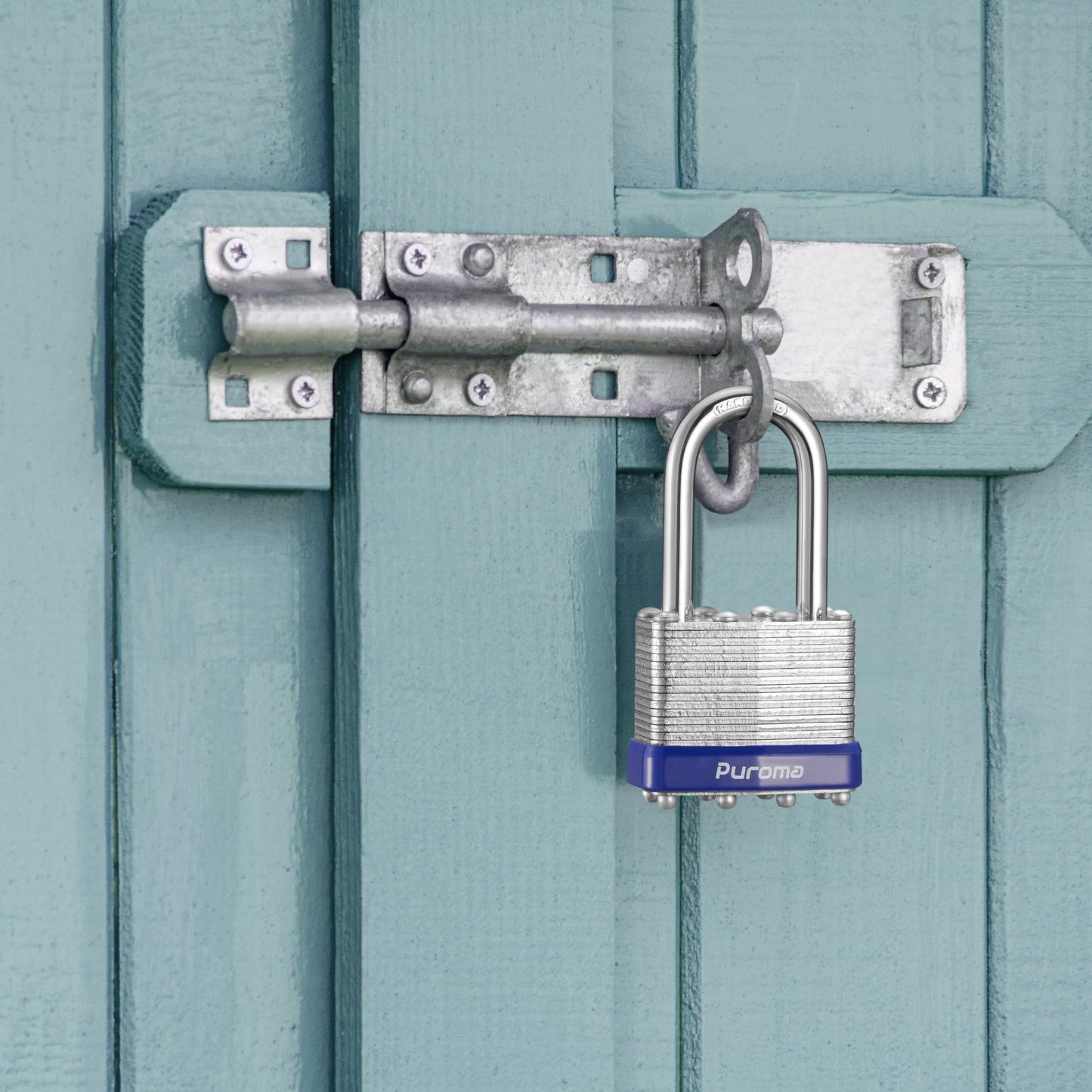 Puroma Lock 3 Pack Padlocks, 1-1/2” Long Shackle Heavy-Duty Locks with 6 Keys, 40mm Hardened Steel Keyed Alike Padlocks for Sheds, Gates, Fences, Toolbox, Outdoor and Indoor Use（Silver