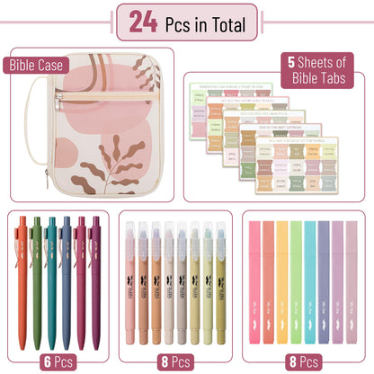 Mr. Pen- Bible Cover Case for Women, Large Bag with Durable Handle, 24-pcs Bible Journaling Kit & Study Supplies with No Bleed Highlighters and Pens, Christian Gift for Women