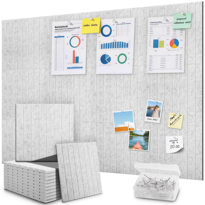 48" x 36" Large Cork Bulletin Board Tiles, Peel and Stick Felt Wall Panels for Vision, Message Center, Picture and Prayer Board for Office, Dorm, Room and Desk Decor(Gray)
