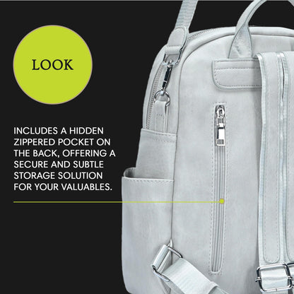 MMS Brands Antik Kraft Willa Vegan Leather Backpack (Grey) | Convertible Backpack Purse for Women | Vegan Leather Shoulder Bag | 13" L x 4" W x 14" H