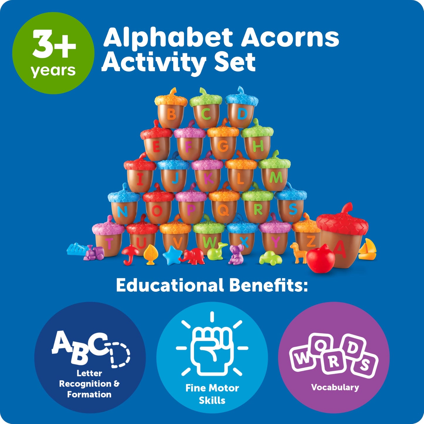Learning Resources Alphabet Acorns Activity Set - ABC Puzzle, Preschool Learning Activities, Speech Therapy Materials, Manipulatives for Preschoolers, Fine Motor Skills
