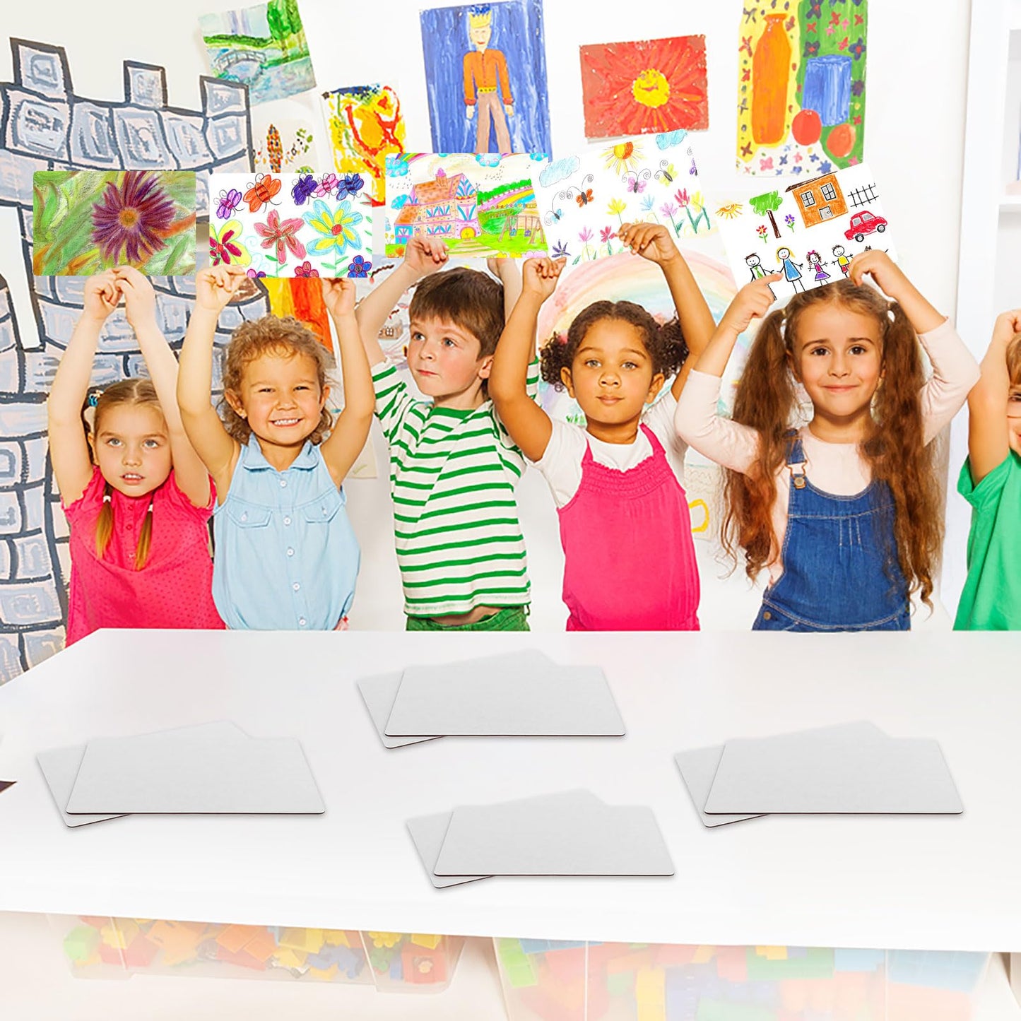 Set of 50 Small White Board Dry Erase Boards Classroom Pack Mini White Boards 9" x6” Double Sided Personal Whiteboards for Students Teachers School Office Supplies Lapboards