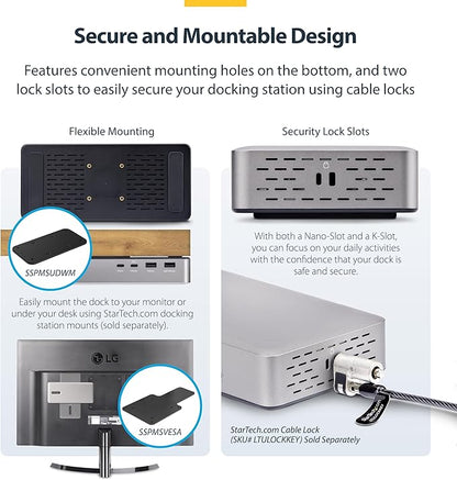 StarTech.com USB-C Docking Station (10-in-1, USB4), Up to 100W Charging for Laptop, 40Gbps Data Transfer, 2.5Gb Ethernet, Single 8K, Dual 4K Display, 6X USB (Not MacOS Compatible)