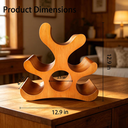 Zholp Solid Wood Countertop Wine Rack for 6 Bottles, Space-Saving Freestanding Design, Wooden Storage Holder Stand for Kitchen, Dining Room, Bar