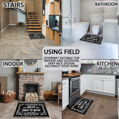 Shelinh Welcome Foolish Mortals Custom Doormats Funny Front Door Mat Cute Welcome Mat Non Slip Indoor18x30 Inch