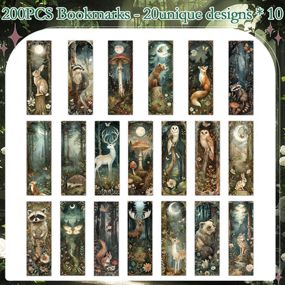 Cosmisun Woodland Animal Bookmarks Gifts - 100 Pcs Fantasy Forest Animal Bookmark Paper Mushroom Raccoons Flower Book Mark Page Clips Gifts for Women Men Book Lovers Students Teachers Bookish Reading
