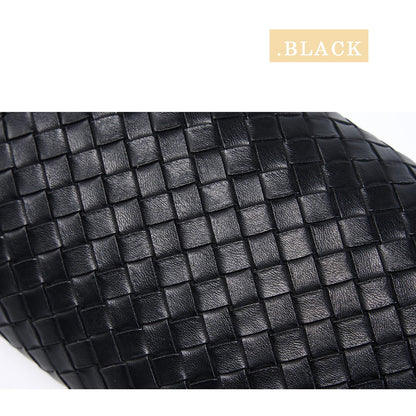 MUDUO Women's Woven Evening Bag Faux Leather Shoulder Handbag Fashion Crossbody Clutch Purse (BZ18-Black)