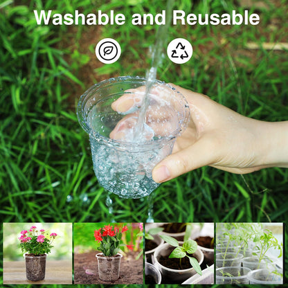 Bonviee 36 Packs 7/5/4/3.5 Inch Clear Nursery Pots for Plants, Reinforced Clear Nursery Pots with Drainage Hole,Transparent Plastic Plant Pot Seedling Planter Seed Starter Flower